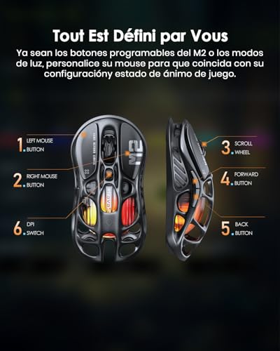 GravaStar Mercury M2 Gaming Mouse - MMO Computer Gaming Mouse with 26,000 dpi Optical Sensor - Lightweight 78g Hollow Design - 5 Programmable Buttons - 5 RGB Modes - Stealth Black