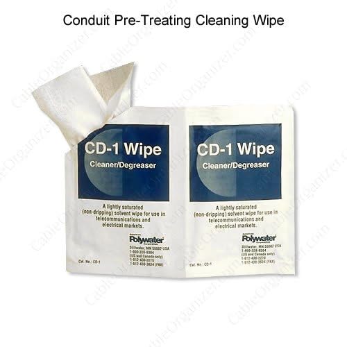 American Polywater Corporation, Conduit Pre-Treating Wet/Dry Wipe Tandem Pack (2 wipes), Color: White, Material: Medium Aliphatic Petroleum Solvent &amp; Monocyclic (One Wet Cloth and One Dry Cloth)