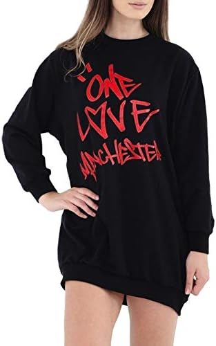 Ladies Sweatshirt One Love Manchester Jumper Slogan Two Side Pockets Long Sleeve Celebrity Printed Top