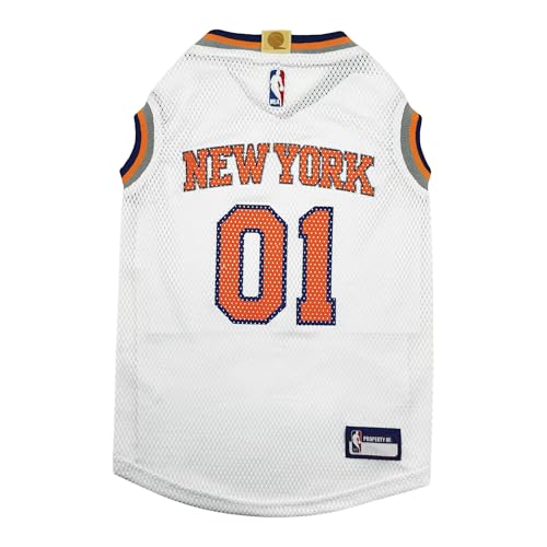 Pets First Official NBA New York Knicks Road Jersey for Dogs & Cats in Team Col…