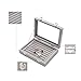 Armear Earring Storage Case 7 Slots Ring Velvet Display Case Box Earring Ring Organizer Velvet Jewelry Tray Cufflink Storage Showcase with Clear Glass Lid Grey