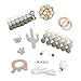 HAO JIE Baby Silicone Beads Wooden Teething Toys Toddler Teether Food Grade Elephant Pendant Wooden Rings DIY Necklace Teething Kit Boy Gifts