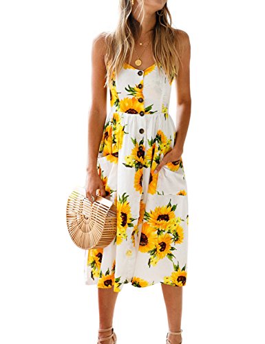Blooming Jelly Womens Summer Sleeveless Hawaiian Dresses High Waist Button  | Desertcart BAHRAIN