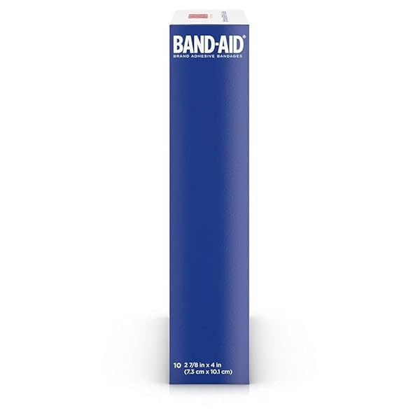 BAND-AID BRAND TRU-STAY ADHESIVE PADS, LARGE STERILE SHEER BANDAGES FOR FIRST AID & WOUND CARE, LARGE PAD COVERS & PROTECTS MINOR CUTS, SCRAPES & BURNS, LIGHTWEIGHT, LARGE SIZE, 10 CT