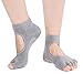 Toeless CXYY 4 Pairs Cotton Yoga Half Toe Socks with Non Slip Grips Pilates Socks, Barre, Breathable comfortable Stretchable (Black Purple Pink Gray)