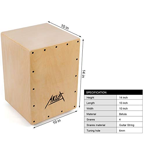 AKLOT Cajon Box Drum Wooden Percussion Box with Internal Adjustable