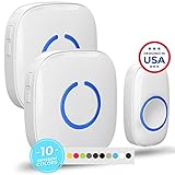 Wireless Doorbell by SadoTech - Waterproof Door Bells & Chimes Wireless Kit - Over 1000-Foot Range, 52 Door Bell Chime, 4 Volume Levels with LED Flash - Wireless Doorbells for Home - Model CXR (White)