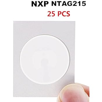 Timeskey NFC NTAG215 NFC Stickers NFC Tags 25mm White Blank NFC Circular Sticker,Writable and Programmable,Compatible with TagMo Amiibo and All Other NFC Enabled Devices, 25 Pack Round