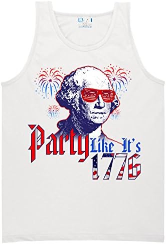 Party Like its 1776 Mens Tank Top George Washington 4th of July (white) (M)