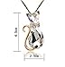 Rigant Gold Plated Heart Cut & Teardrop Swarovski Elements Crystal Bow Tie Cat Animal Pendant Long Chain Necklace
