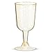 BloominGoods 50 Gold Glitter Disposable Wine Glasses | 7 oz. Clear Hard Plastic Disposable Fancy Cups for Parties & Weddings (50-Pack)