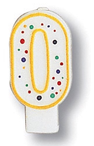 Creative Converting CANDLE-4569 Polka Dot 0 Numeral Candle, 3-Inch x 1.5-Inch