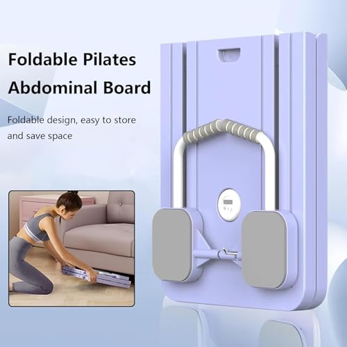 Foldable Pilates Reformer Set, New Upgraded 6 in1 Reformer Pilates Machine with Mobile Phone Holder, Multi-Purpose Pilates Board Abdominal Exercise Board for Home Workout (Purple)
