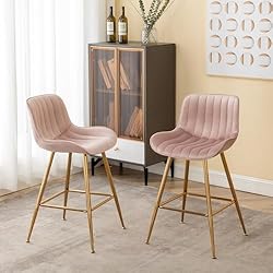 GBZB 24 Inches Gold Bar Stools, Velvet Counter