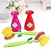 Wed2BB Flower Design Non-Scratching Nylon Dish Brush With Vase Holder - Random Color