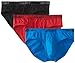 2(X)IST Men's Cotton Stretch No Show Brief 3-Pack, Scotts Red/Black/Skydiver, Large