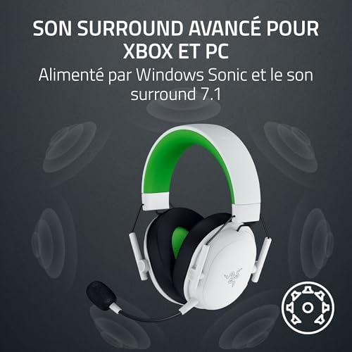 BlackShark V3 X HyperSpeed Xbox - Casque sans Fil pour l’Esport - Ultra-léger 270 g - Haut-parleurs de 50 mm - Micro Amovible - HyperSpeed 2,4 GHz et Bluetooth - Xbox/PC | Blanc