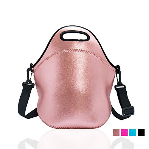 Neoprene Insulated Lunch bag, Lunch tote Boxes Bags for Kids Women Men Kids Children Work Office School Picnic Travel (Rose Gold)