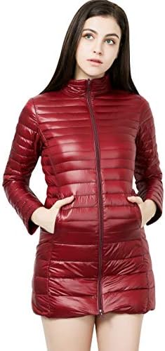 Lightweight Long Down Jacket Women with Hood Womens Down Coats Women's Packable Down Jacket Down Filled Coat Stand Collar Quilted Padded Hooded Puffer Jacket Ladies Bubble Puffa Jacket Winter