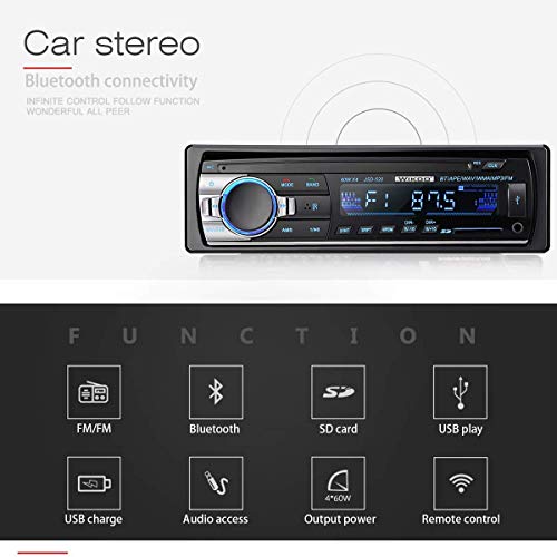 Wikoo Car Stereo with Bluetooth,in-Dash Single Din Car Audio Stereo Receiver,Remote Control Car Radio Receiver,MP3/WMA Player,USB/SD Card/AUX Wireless Remote Control Digital Media Receiver