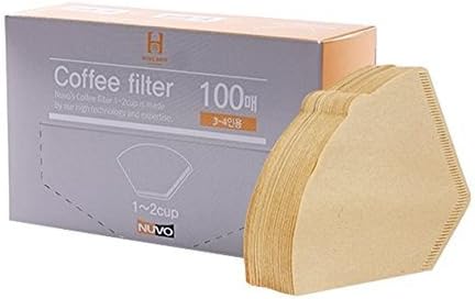 cone paper coffee filter pack for dripper &amp; maker machine by Nuvo (Brown, 3~4 People)