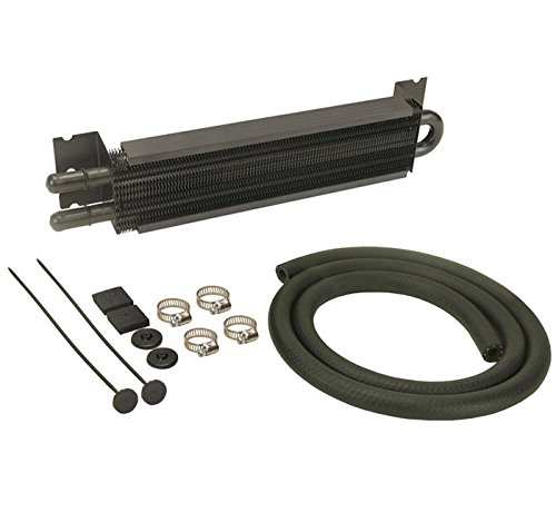 DeraleFluid Cooler, 7000 Series, 2 Pass, 12.875 x 2.625 x 1.75 in, 11/32 in Hose Barb Inlet/Outlet, Hardware/Hose, Aluminum, Black Anodized, Kit