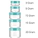 eBoot 10 Pieces Empty Clear Plastic Sample Containers 3/5/ 10/15/ 20 Gram Size Round Cosmetic Pot Jars with Screw Cap Lids and 2 Pieces Mini Spatula (Green)