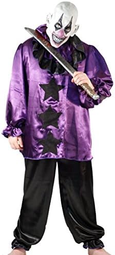 Halloween-Scary-Creepy-Horror PURPLE &amp; BLACK ZOMBIE CLOWN COSTUME with Latex Horror Mask - From Teen Size to XXXXL (XXXL)