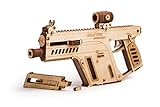 Wood Trick 3D Mechanical Model Assault Rifle Wooden Puzzle, Assembly Constructor, Brain Teaser, Best DIY Toy, IQ Game for Teens and Adults