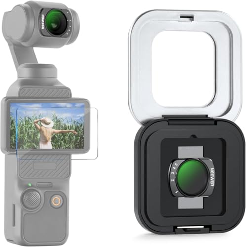 NEEWER Variable ND Filter Compatible with DJI Osmo Pocket 3 & Creator Combo Accessories, Magnetic Multicoated ND2-32 Neutral Density Action Camera Lens Filter with Screen Protector & Case