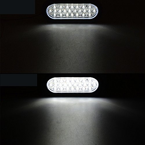 4pcs Red White 6" 24-LED Oval Stop Brake Tail Light Backup Lamp for Truck Trailer RV 12V (24-LED)