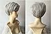 DEYSSNE Women's Short Fluffy Sliver Grey Heat Resistant Synthetic Wig for Mom Grandma