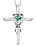 Love Heart Sterling Silver Necklace Jewelry Birthday Gifts for Women LC Green Emerald Pendant Infinity Necklace 20