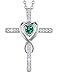 Love Heart Sterling Silver Necklace Jewelry Birthday Gifts for Women LC Green Emerald Pendant Infinity Necklace 20