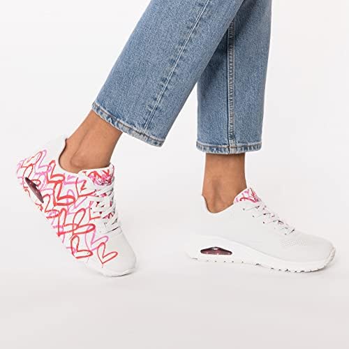 UNO SPREAD THE LOVE, Zapatillas para Mujer, White W Red And Pink Heart Print Durabuck / M, 39 EU