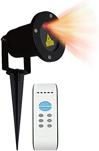 TodCraft 8 Pattern Outdoor Laser Christmas Light Projector with Wireless Remote &amp; Timer, Red and Green Color Light Motion Show for Christmas, Tree and Yard Decorations- Waterproof.