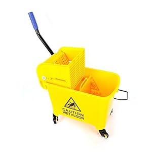 20 liter reinigingswagen met mop, emmer perswisser kunststof poetswagen geel 63 x 27 x 67 cm, voor het reinigen van…