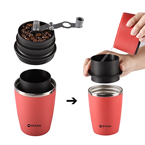 Portable Small Travel Coffee Maker And Coffee Grinder Mug Brewer By MOYEAH For Camping Office