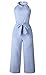 PRETTYGARDEN 2018 Women's Striped sleeveless Waist Belted Zipper Back Wide Leg Loose Jumpsuit Romper with Pockets (Blue, Medium)