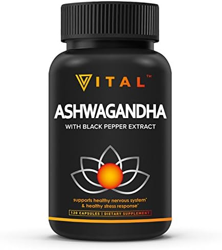 Premium Pure Ashwagandha 1200mg - 120 Veggie Capsules for Anxiety Relief, Stress Relief, Adrenal Support, Thyroid Support, Highest Potency, Adrenal Fatigue Supplements, w/Black Pepper Extract