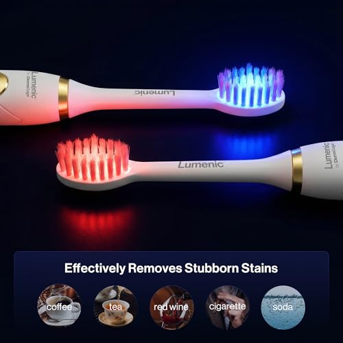 DermRays Lumenic Toothbrush, The Dual-Light & 3D-Oscillo System Electric Toothbrush, USB Rechargeable Sonic Toothbrush (Gold)