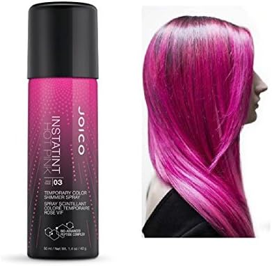 Joico InstaTint Temporary Color Shimmer Spray, 1.4 oz (with free Sleek Steel Tail Comb) (Hot Pink)