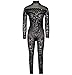 VIVOSKY Women Sequin Jumpsuits Geometric Tattoo Bodycon Club Rompers Bodysuit (XXL, Black)