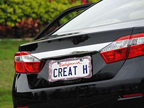 Creathome 3D Shining License Plate Frame, Chrome with Mix Shining Colorful Chunky Gliter, Pure Zinc Alloy Metal