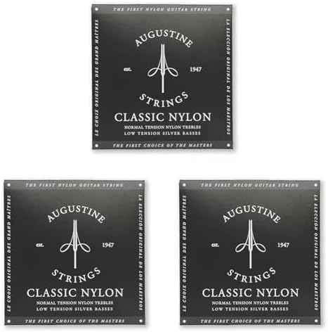 Augustine 522A Classic Black Set Silver-Plated Classical Guitar Strings (Pack of 3)