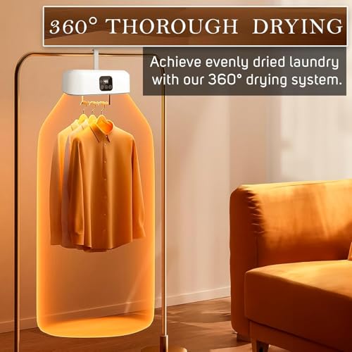 ZERIFAM Electric Clothes Dryer, Portable Mini Dryer Machine, 480 Minute Timer Function, Foldable Electric Drying Machine, Equipped with a Drying Bag and Remote Control, For Rvs, Travel, Etc
