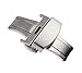 RECHERE 22mm Silver Brushed Matte Push Button Butterfly Deployment Clasp For Leather Watch band Strap