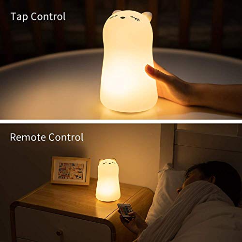Cute Baby Night Light for Kids, 7 Colour Changing LED Cat Night Light, Portable Animal Cat Light, USB Chargeable Kitty Light, Childs Nightlight for Childrens Bedroom Decoration Kawaii Room Decor Gifts