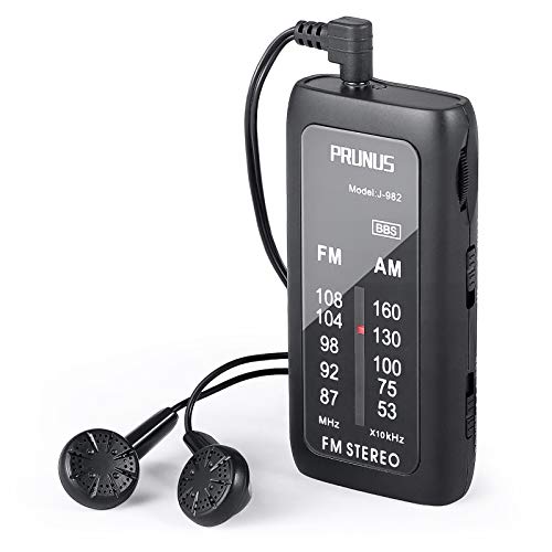 PRUNUS J982 Pocket Radio AM FM Portable Small Walkman Radio with Best Reception, Battery