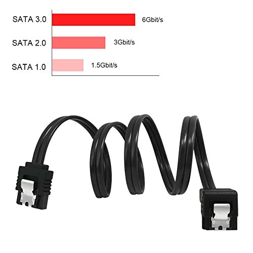 Neeyer 3-Pack 90 Degree Right Angle 18-Inch SATA III 6.0 Gbps Cable Black